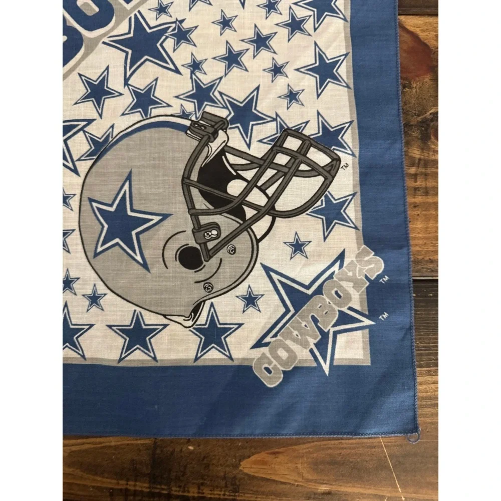 Vintage 1995 Dallas Cowboys Bandana Made USA Blue Silver NFL 21x21‎ NOS New Vtg